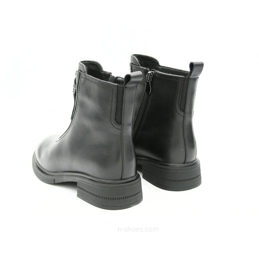 Women’s Black Leather Mid-Season Boots Anna Lucci 190873 dx793-9a black 5714