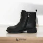 Women’s Black Leather Mid-Season Boots Anna Lucci 190873 dx793-9a black 5714