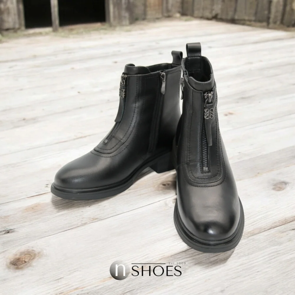 Women’s Black Leather Mid-Season Boots Anna Lucci 190873 dx793-9a black 5714