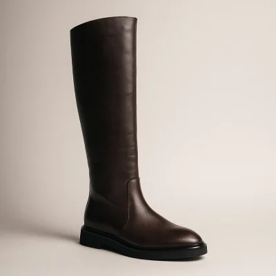 Women's brown demi-season boots pipes BETSY 948027/30-02 dark brown 5721 made of genuine leather from the British manufacturer