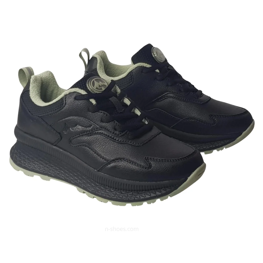 Женские черные кожаные демисезонные кроссовки GRUNBERG 148568-26-03E 5722 с флисовым утеплением