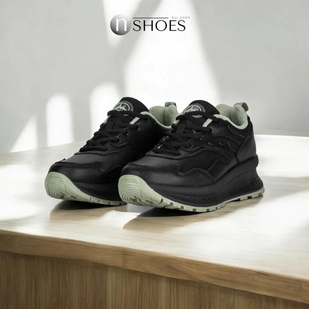 Женские черные кожаные демисезонные кроссовки GRUNBERG 148568-26-03E 5722 с флисовым утеплением