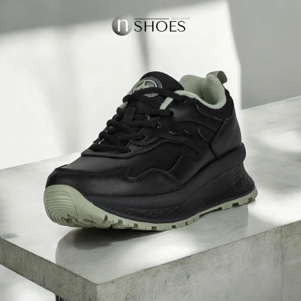 Женские черные кожаные демисезонные кроссовки GRUNBERG 148568-26-03E 5722 с флисовым утеплением