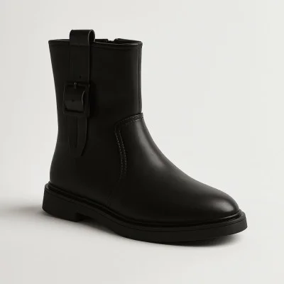 Women's fashionable black leather boots BETSY 948027 13-03W 5726 demi-season made of genuine leather from the British brand