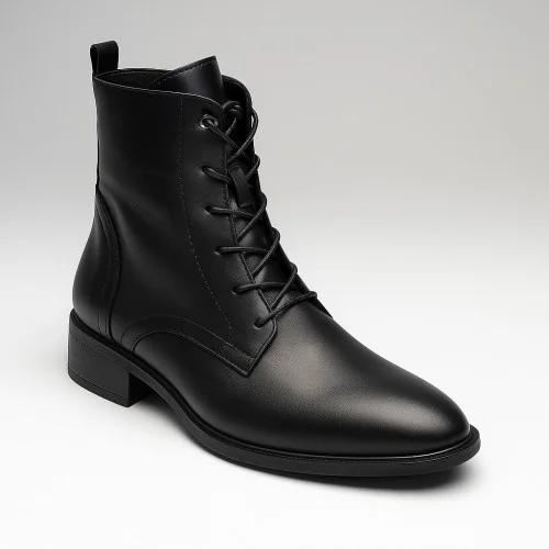 Women's black leather classic boots Simen 7328a czarny 5729 demi-season made of genuine leather from the Polish brand