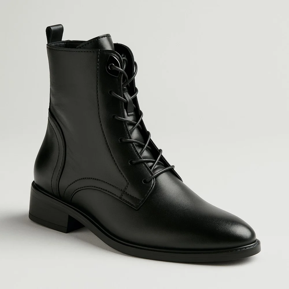 Women’s Black Classic Leather Boots Simen 7328a czarny 5729