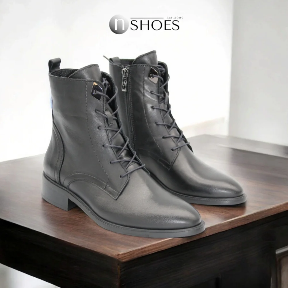 Women’s Black Classic Leather Boots Simen 7328a czarny 5729