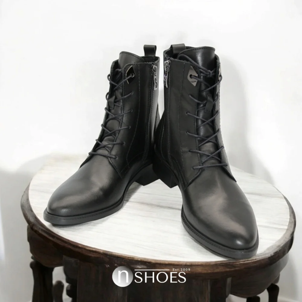 Women’s Black Classic Leather Boots Simen 7328a czarny 5729