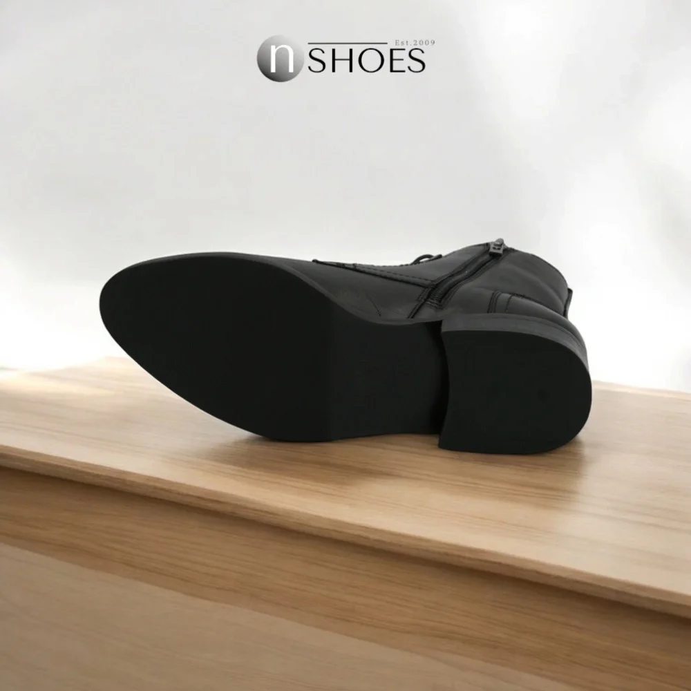 Women’s Black Classic Leather Boots Simen 7328a czarny 5729