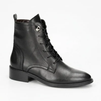 Women's black leather classic boots Simen 7328a czarny 5729 demi-season made of genuine leather from the Polish brand