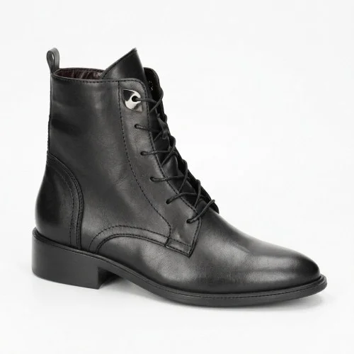 Women's black leather classic boots Simen 7328a czarny 5729 demi-season made of genuine leather from the Polish brand