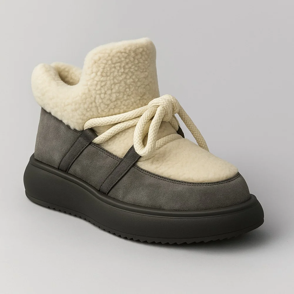 Trendy Women’s Grey-White Suede Uggs ALLSY Lonza 192419 191057 89393-80b model 5736