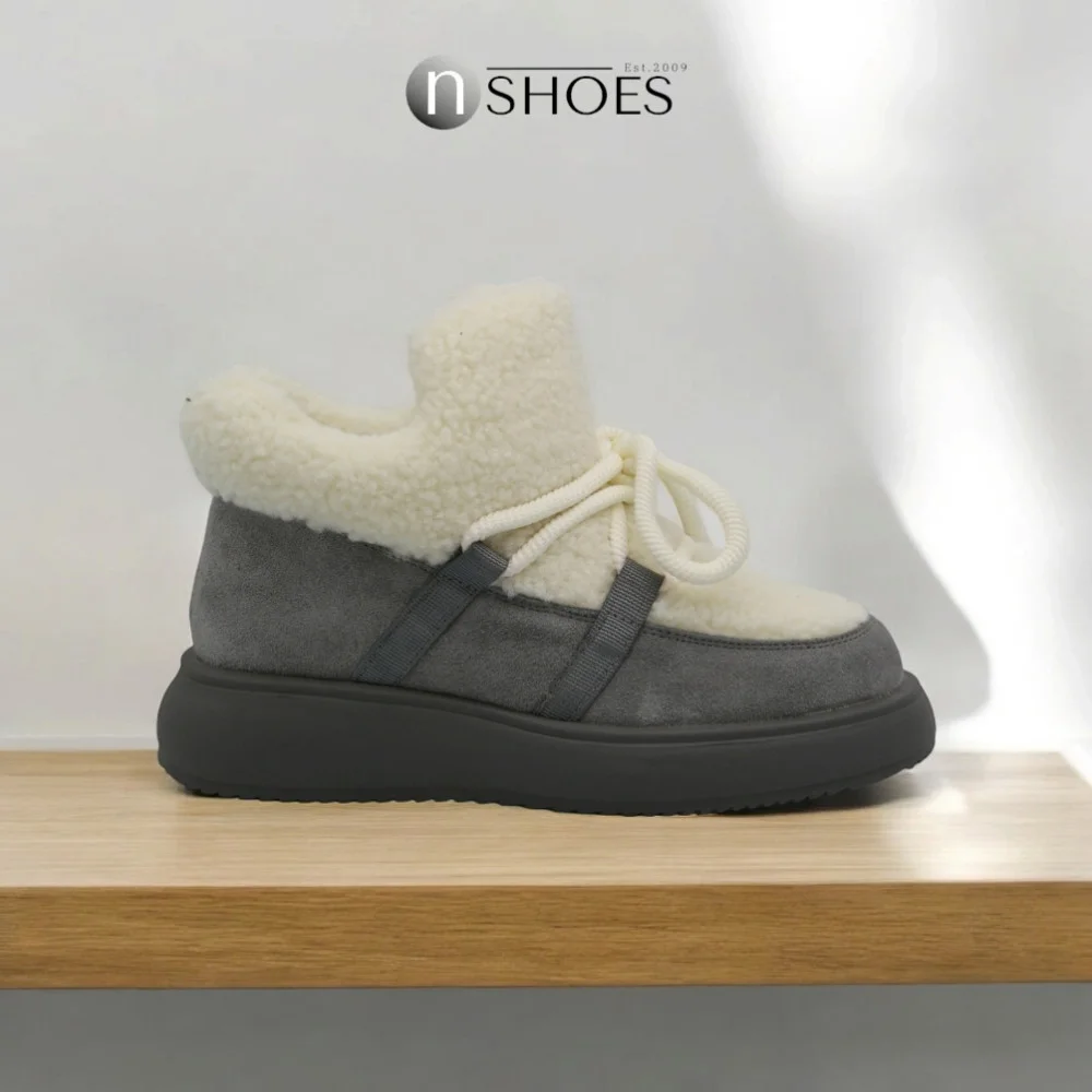 Trendy Women’s Grey-White Suede Uggs ALLSY Lonza 192419 191057 89393-80b model 5736