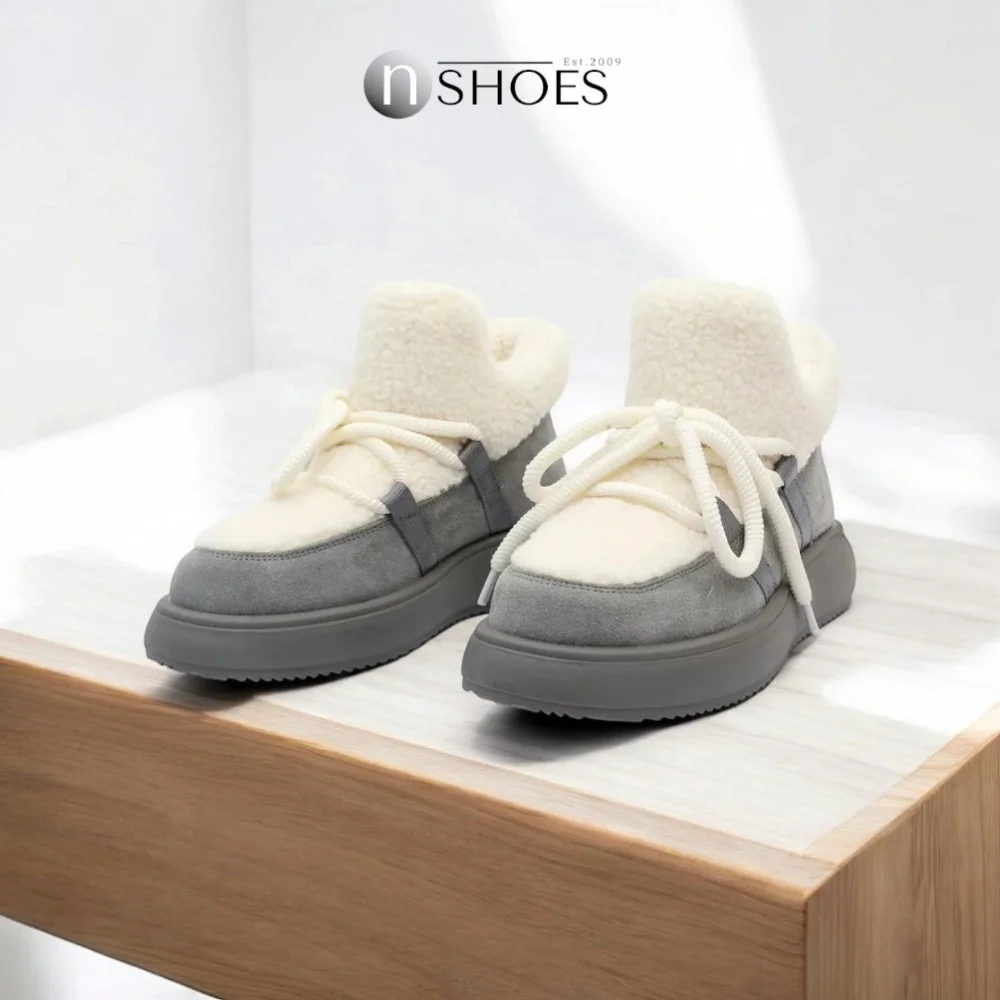 Trendy Women’s Grey-White Suede Uggs ALLSY Lonza 192419 191057 89393-80b model 5736