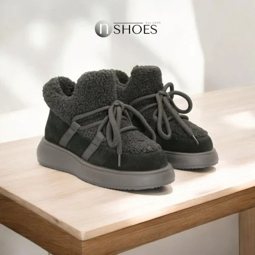 Fashionable women's black suede ugg boots with inserts on top lamb ALLSY Lonza 191058 192419 89393-80-1 black suede 5737