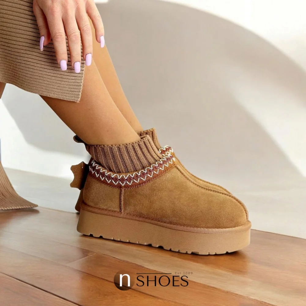 Замшеві жіночі сноубутси з вишиванкою ALLSY Lonza 192424 модель 5738