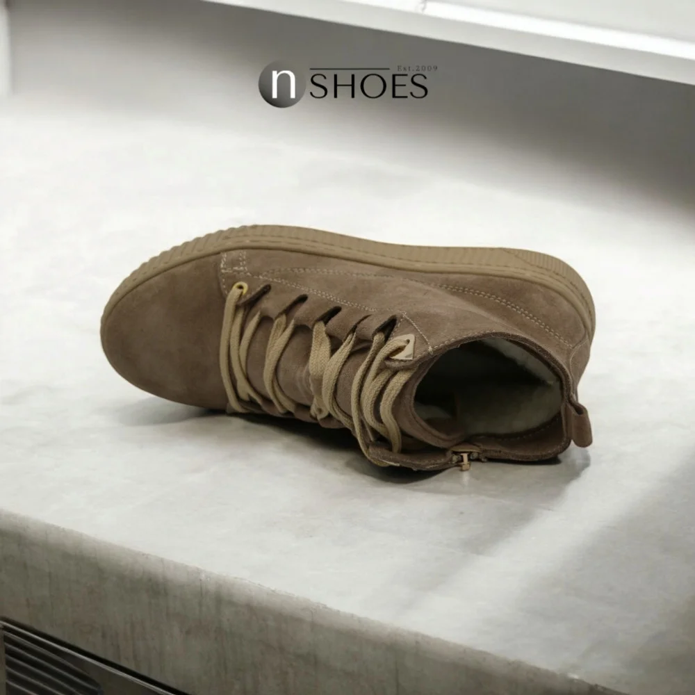 Жіночі бежеві шкіряні зимові кросівки Simen 7410a w taupe ow 5739