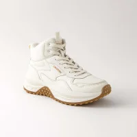 Women's winter boots sneakers made of genuine leather CROSBY 448178 09-03 5753 light milky shade wool lining in the style of Guess Micola