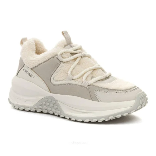 Trendy women's winter sneakers CROSBY 448178 04-03E 5754 are decorated with spectacular fur trim on top from the British brand