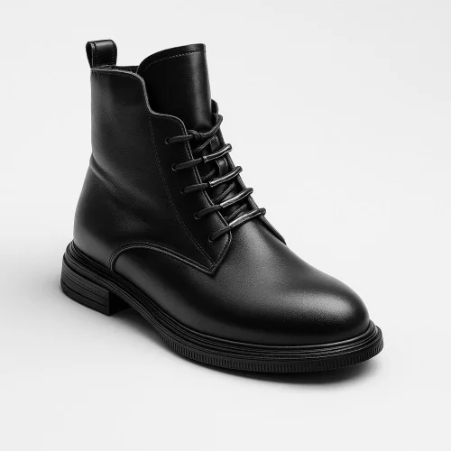 Classic black leather winter boots Anna Lucci 190217 593-d39228e-1zm black ay 5756 Lonza 192245 made of genuine leather and wool