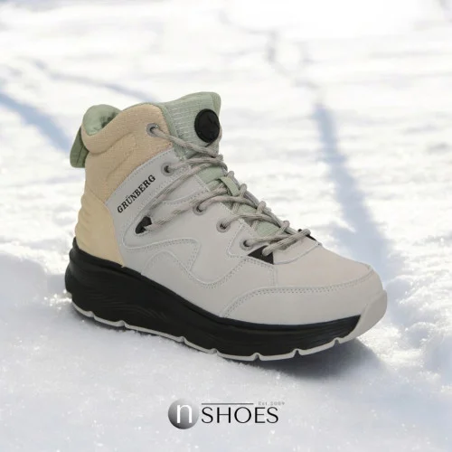 Жіночі сірі зимові черевики GRUNBERG 128515 14-04W 5760 із натуральної шкіри з утепленням із вовни від італійського бренду