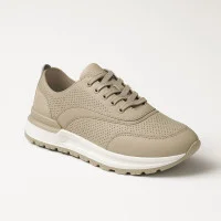 Women's beige leather lightweight moccasins sneakers Allsy Lonza 195510 q1-018-011 beige 5861 made of genuine leather with perforation