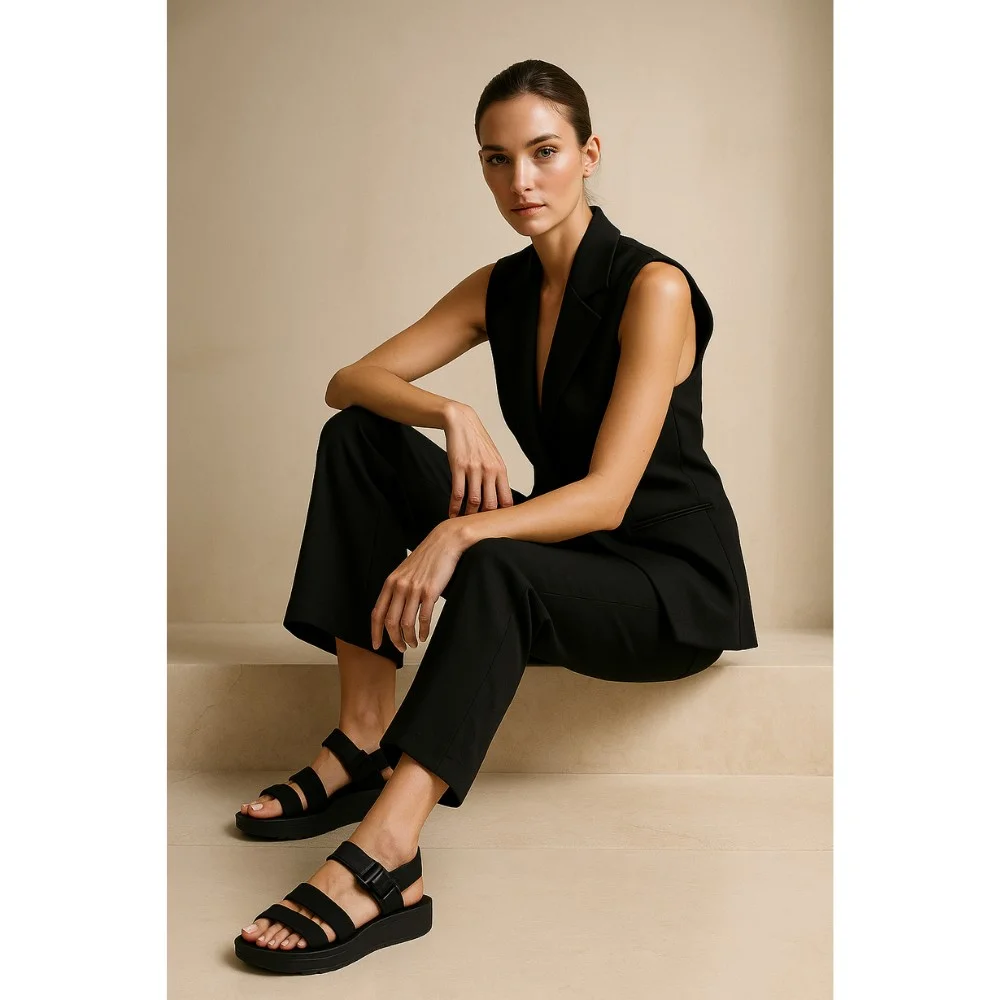 Женские легкие черные босоножки JENNY WYL0510-06 модель 5785