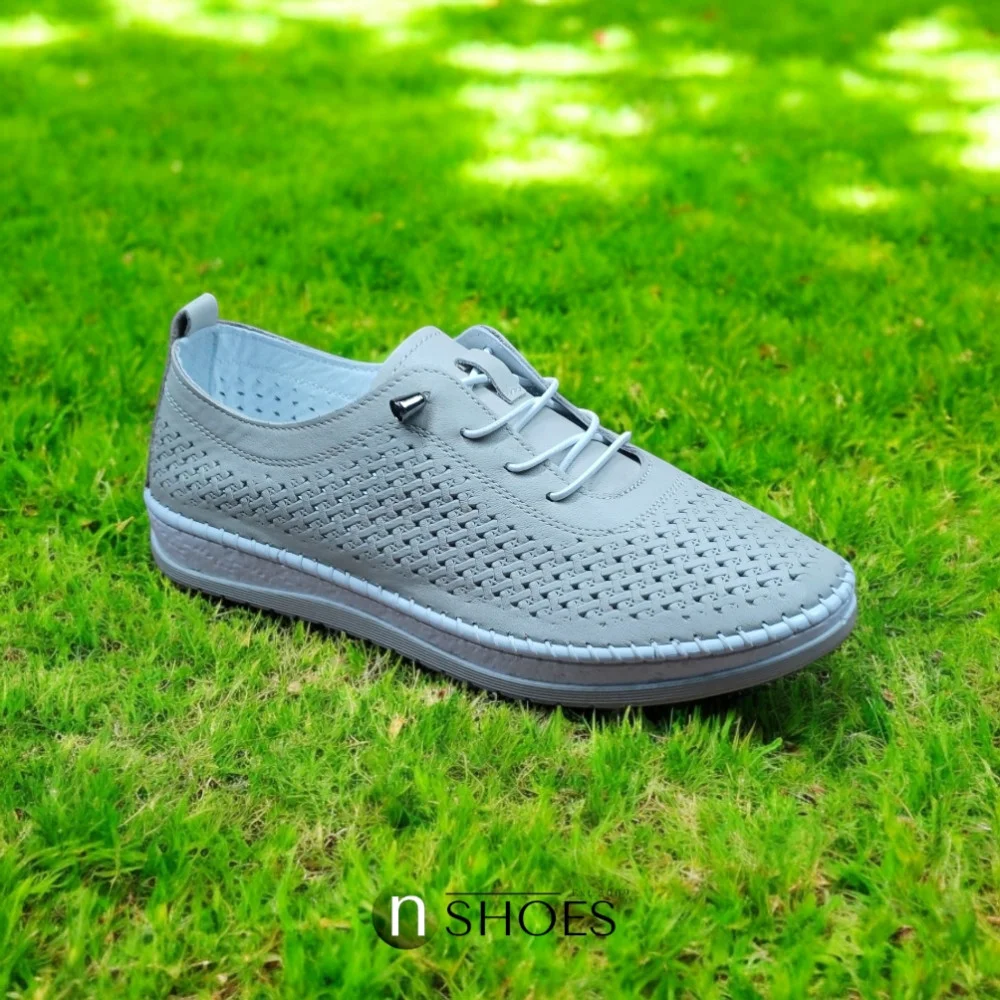 Жіночі шкіряні мокасини Anna Lucci (Туреччина) 19484 1800 Сріблястий сірий 5788