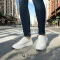 Women's white leather lightweight moccasins sneakers Allsy Lonza 195511 q1-003-010 white 5790 made of genuine leather with perforation