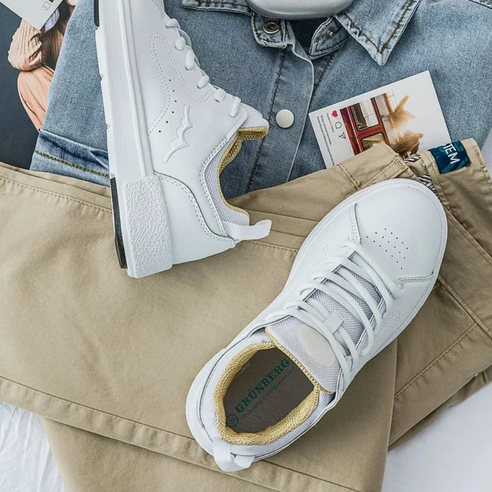 Женские белые кроссовки GRUNBERG 157897 02-01E 5801 из натуральной кожи