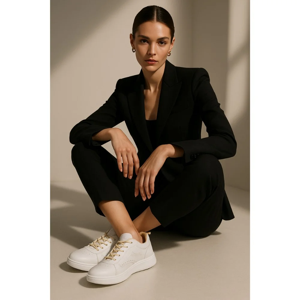 Женские белые кроссовки GRUNBERG 157897 02-01E 5801 из натуральной кожи