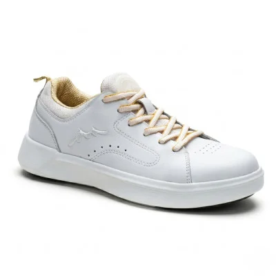 Women's fashionable white sneakers GRUNBERG 157897 02-01E 5801 made of genuine leather from the Italian brand in the style of Karl Lagerfeld Kapri