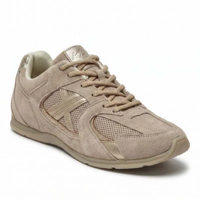 Women's trendy beige sneakers KEDDO 857060 31-03E 5803 made of genuine suede leather from the British brand in the style of New Balance X Miu Miu 530