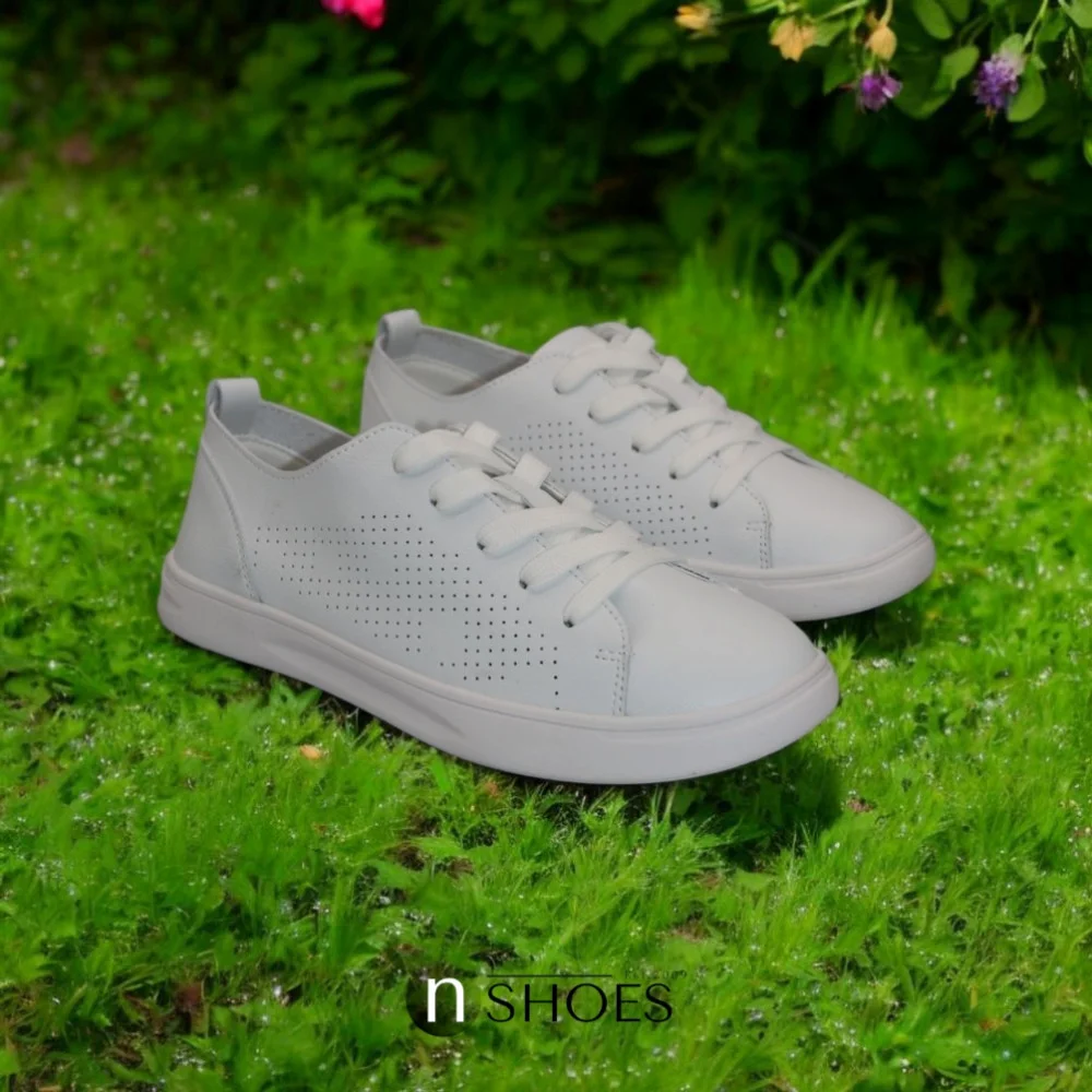 Women's white sneakers with perforation NEOMOOD model 5819