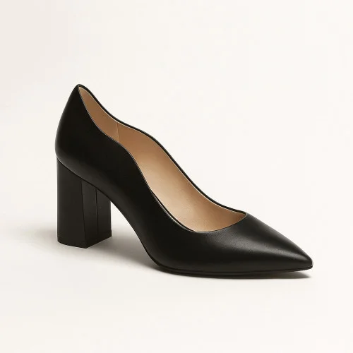 Women's black classic pumps Kaniowski k 3850-0683 5839 made of genuine leather with a 5 cm heel from a Polish manufacturer
