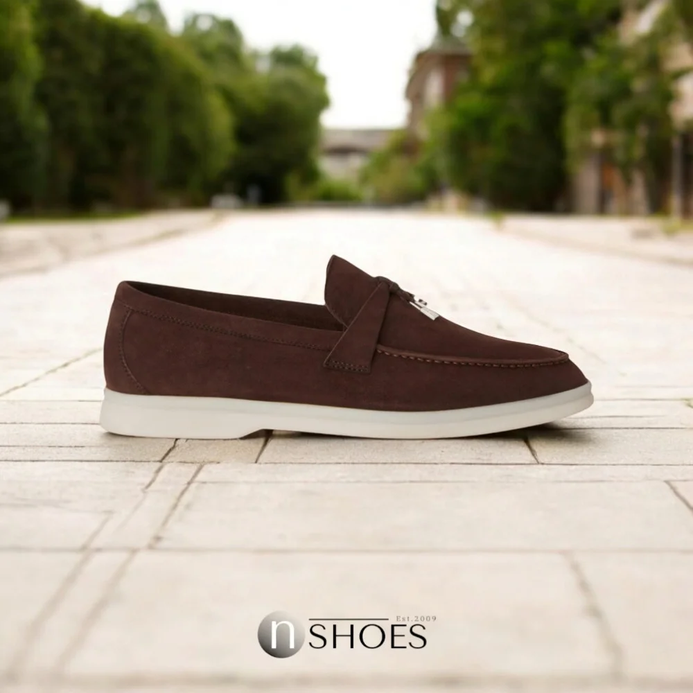 Женские модные коричневые лоферы Loro Piana модель 5842