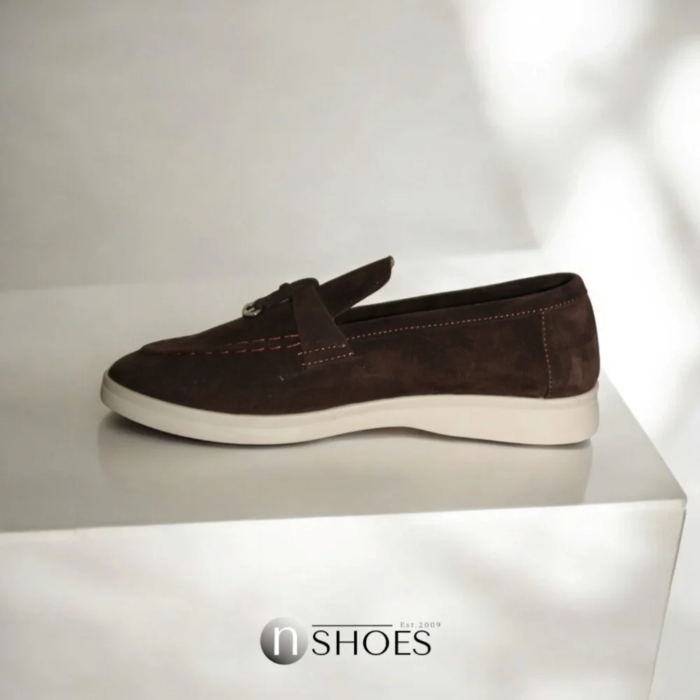 Женские модные коричневые лоферы Loro Piana модель 5842