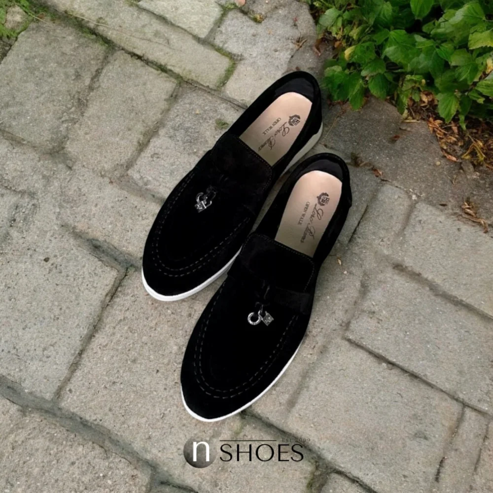 Женские модные коричневые лоферы Loro Piana модель 5842