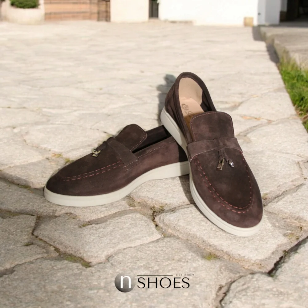 Женские модные коричневые лоферы Loro Piana модель 5842