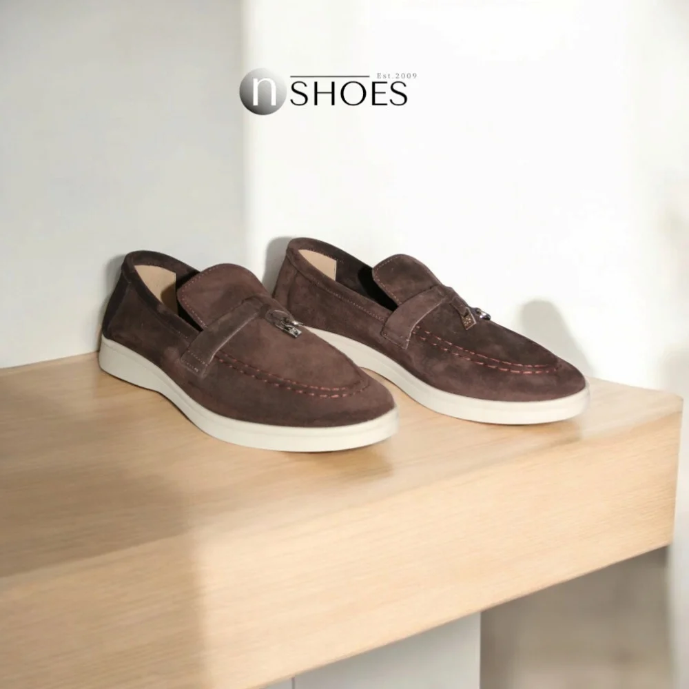 Женские модные коричневые лоферы Loro Piana модель 5842