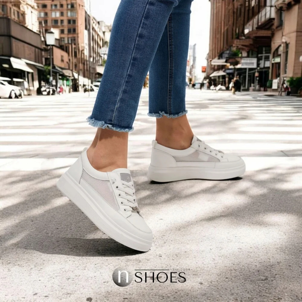 Women's white sneakers ALLSY model 5843