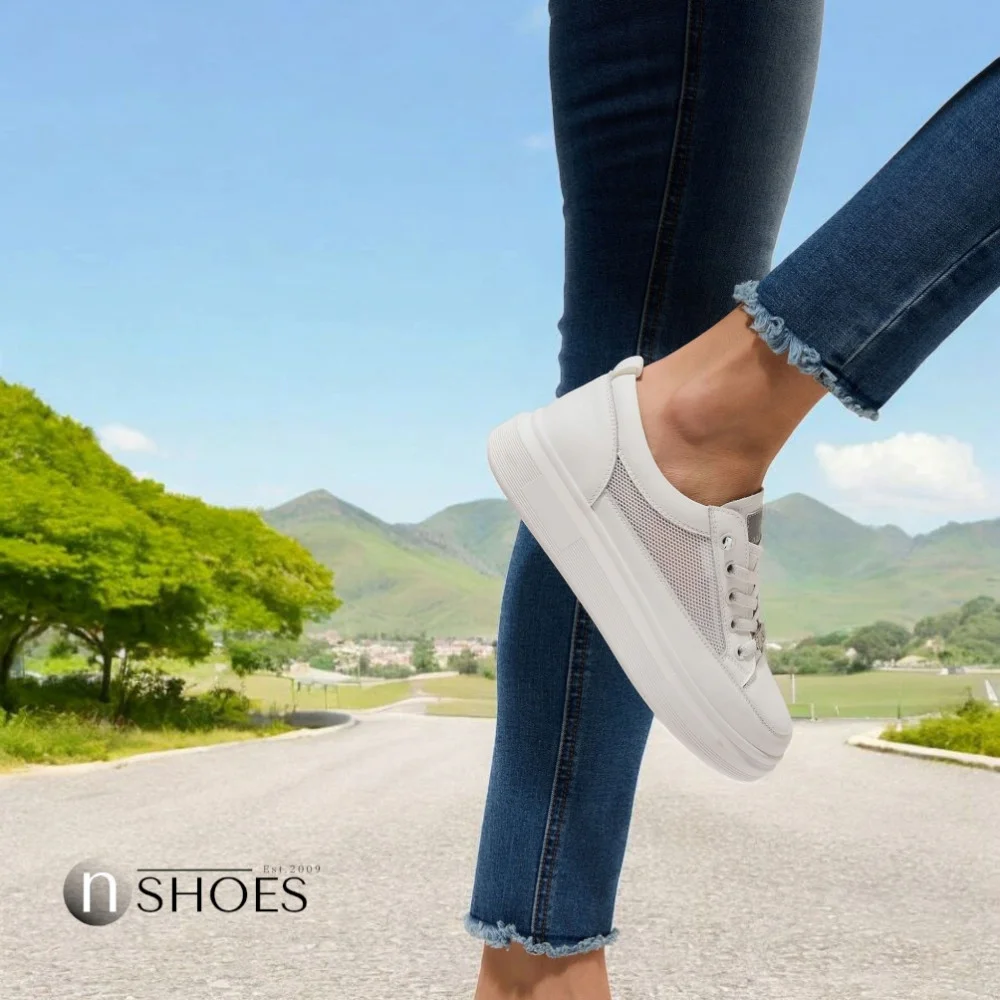 Women's white sneakers ALLSY model 5843