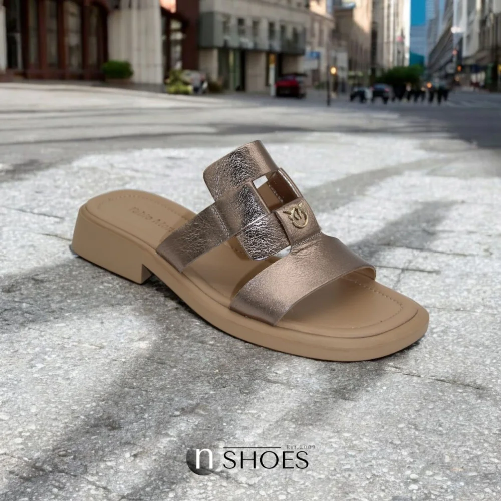 Women's leather slippers Fabio Monelli Layna Bronze model 5846