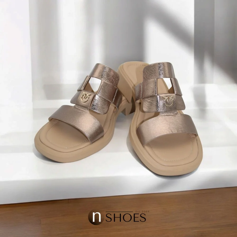 Women's leather slippers Fabio Monelli Layna Bronze model 5846