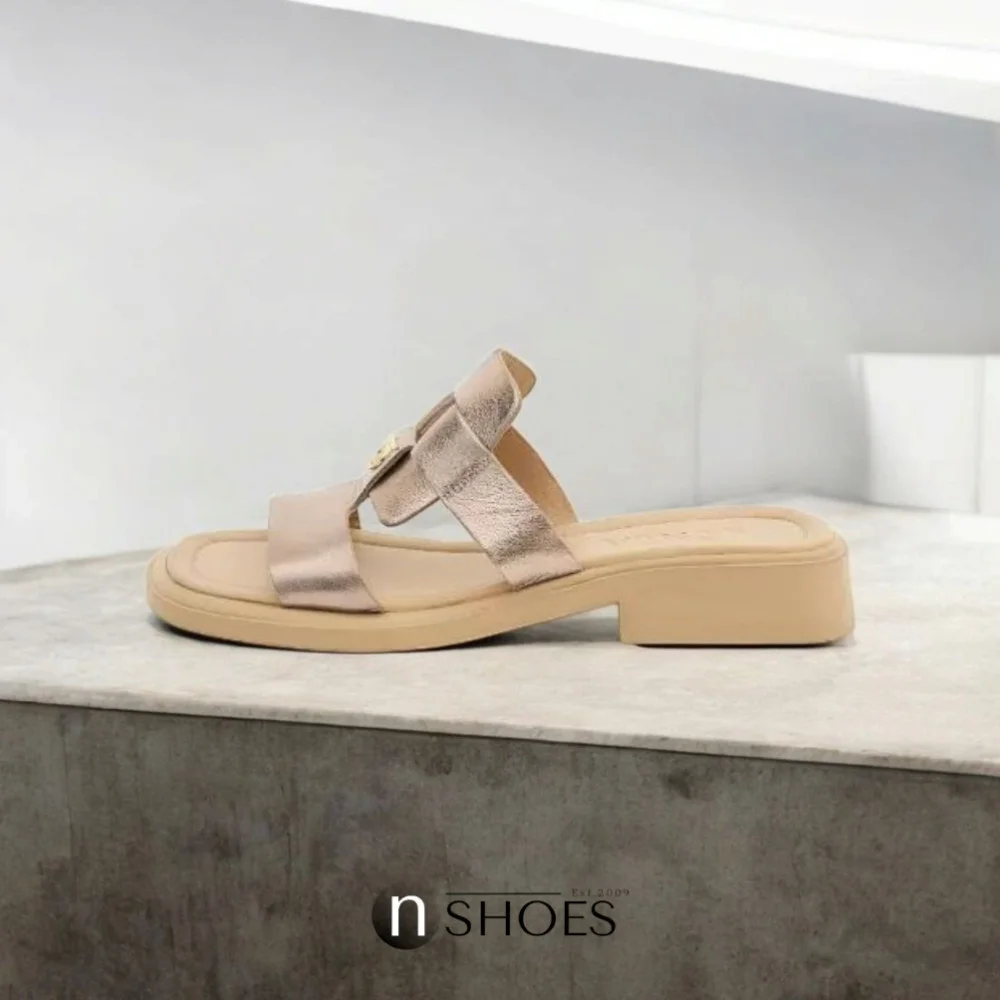 Women's leather slippers Fabio Monelli Layna Bronze model 5846