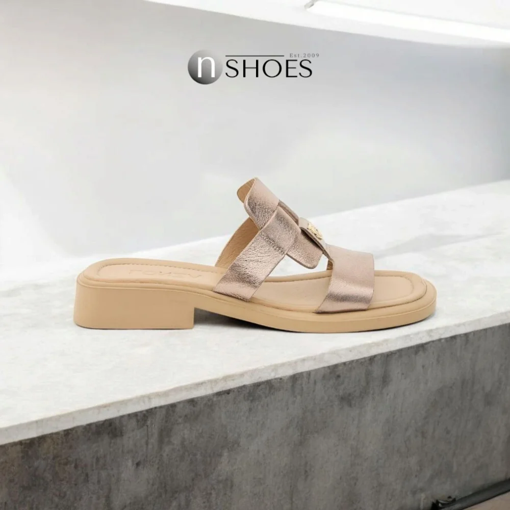 Women's leather slippers Fabio Monelli Layna Bronze model 5846