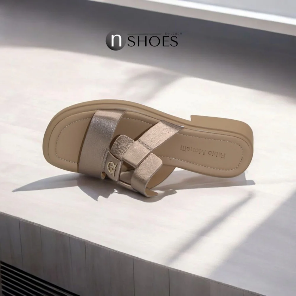 Women's leather slippers Fabio Monelli Layna Bronze model 5846