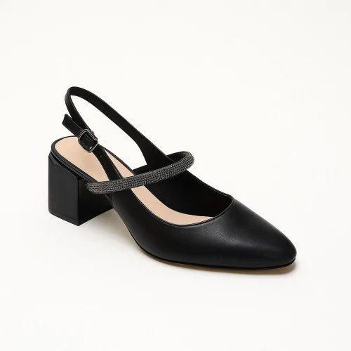 Women Black Evening Shoes Low Heel Sparkly Strap Slingbacks Sandals Fabio Monelli 199524 5850 Pointed Toe Slingback HUGO Katniss Pump 90