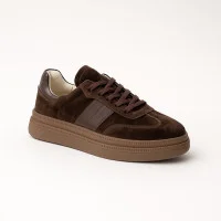 Женские модные коричневые замшевые кроссовки Romax Comfort t01-шок 5854 из натуральной кожи замши шоколадного цвета в стиле Gant Cuzmo