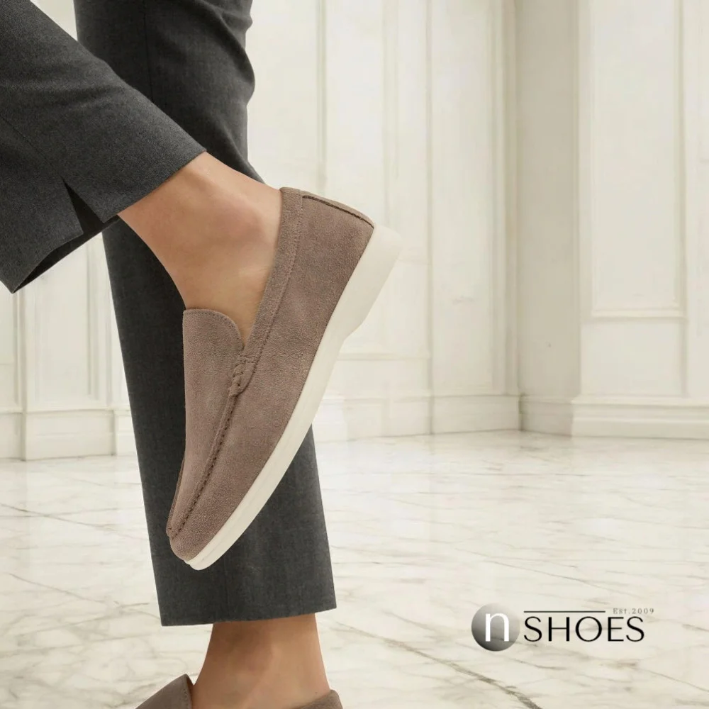 Women's suede loafers Loro Piana Classy Dark Grey model 5863